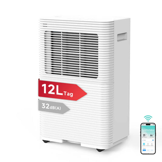 Déshumidificateur connecté 12L/jour 32 dB pour chambre et bureau