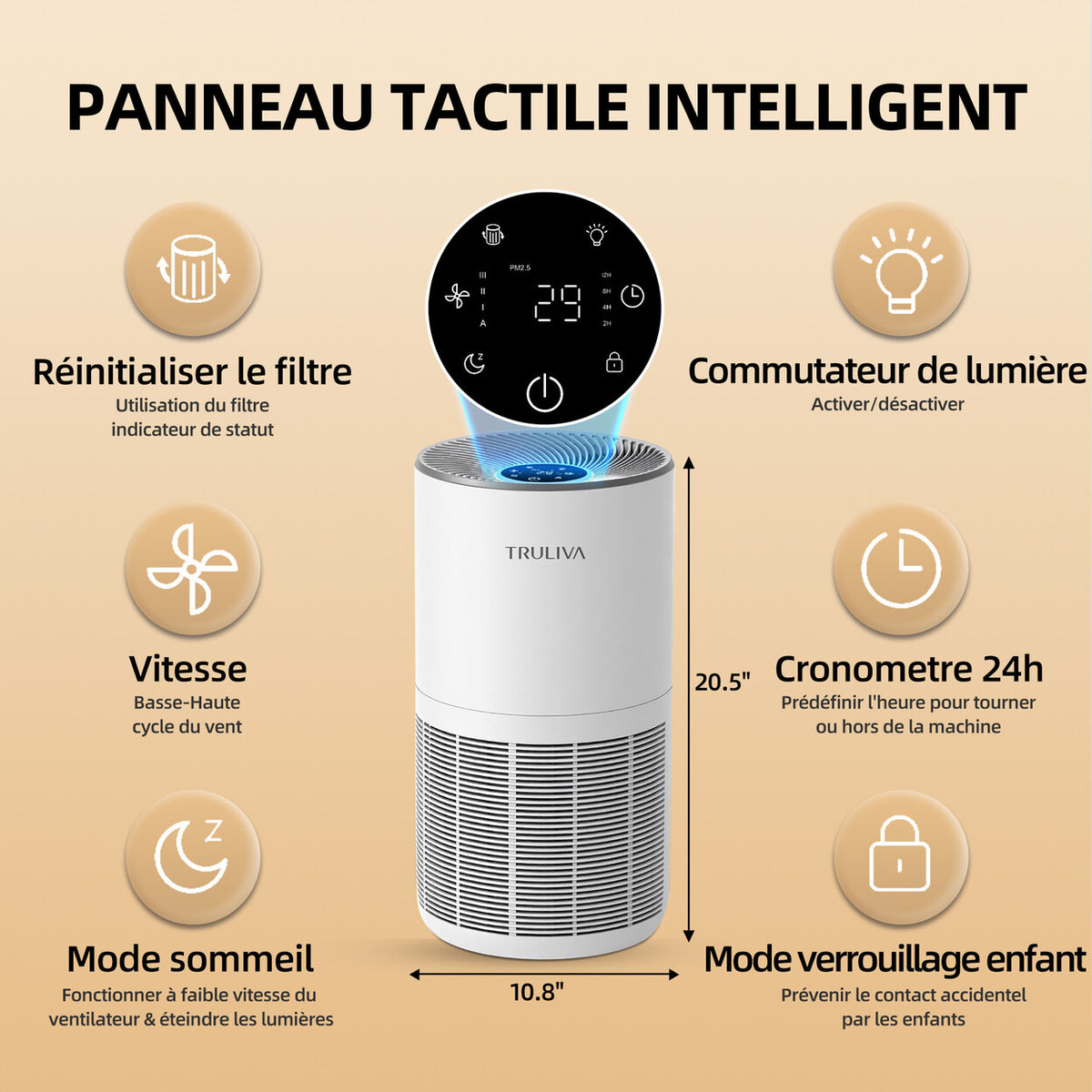 Purificateur d'air HEPA H13 CADR 450 pour grande pièce — vue 6