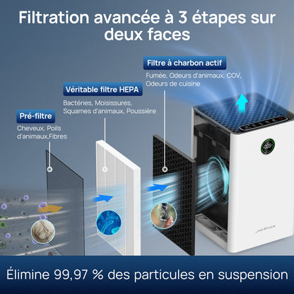 Purificateur d'air HEPA H13 connecté Wi-Fi pour grande pièce — vue 5