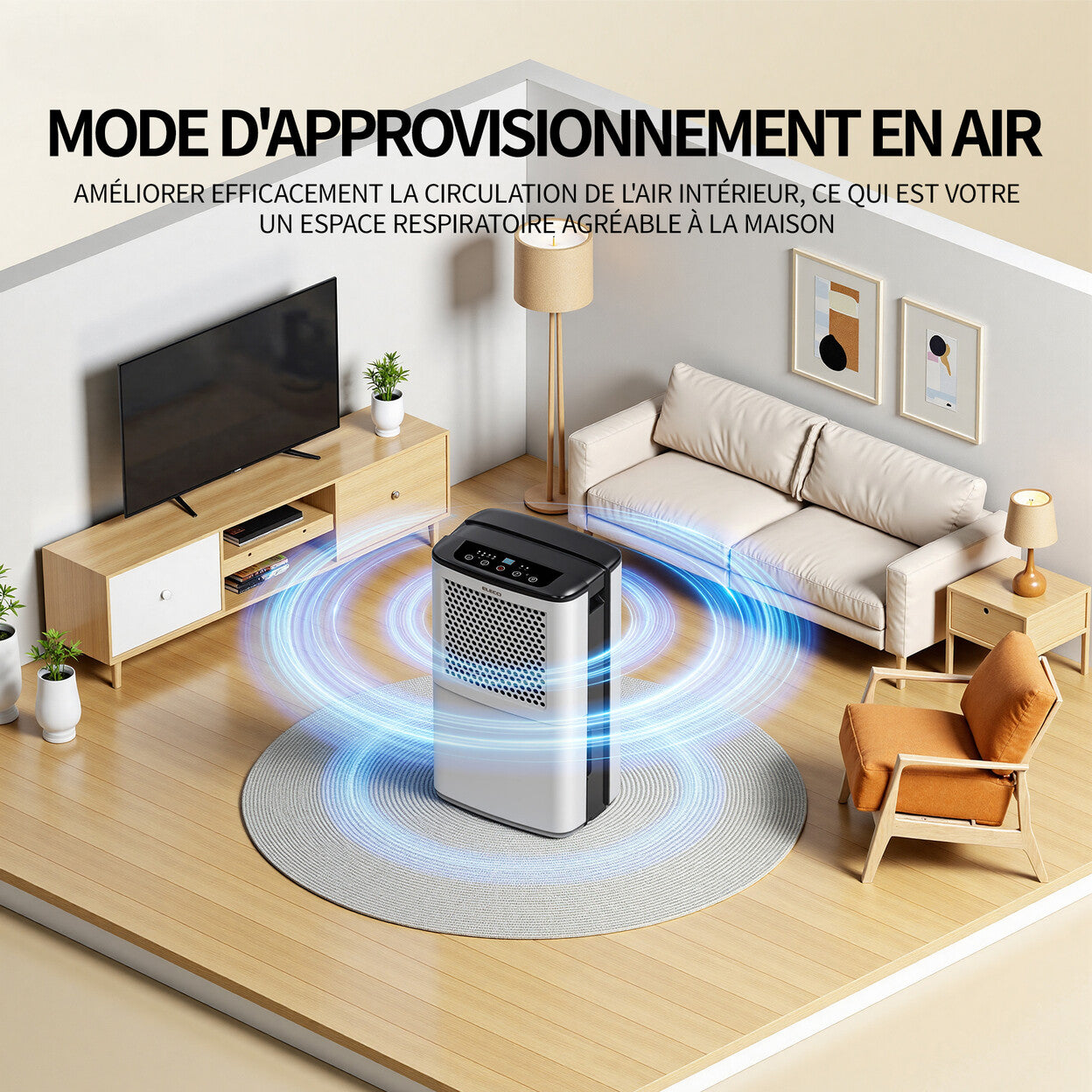 Déshumidificateur 12L/jour avec réservoir 3,8L et évacuation continue — vue 3
