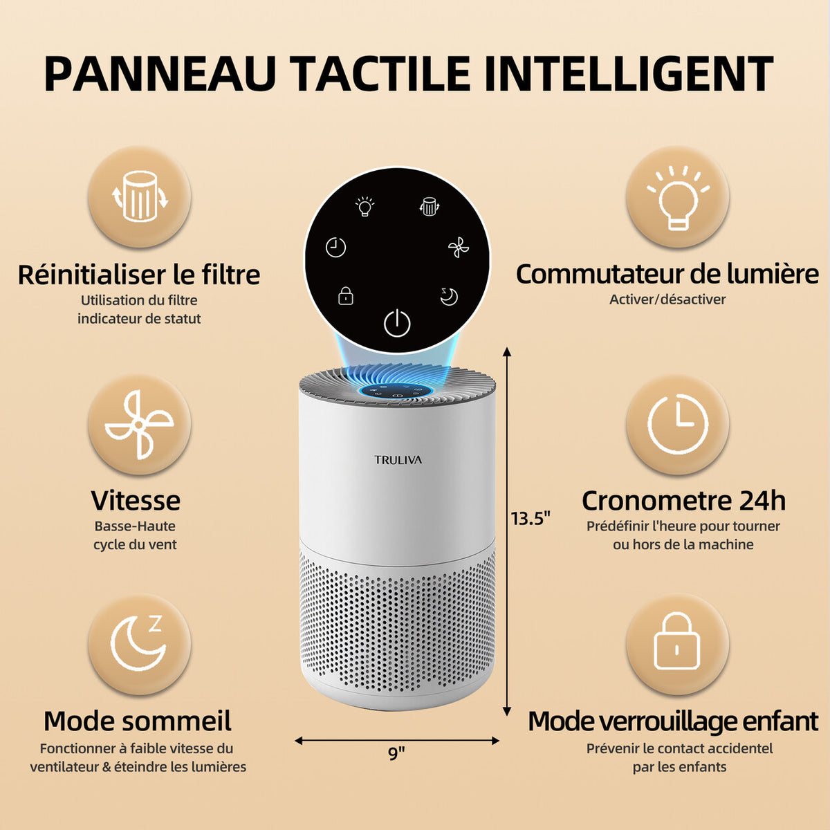 Purificateur d'air HEPA 3 étages CADR 260 pour pièce jusqu'à 49 m² — vue 6