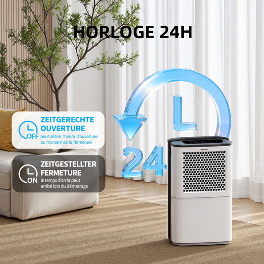 Déshumidificateur 12L/jour avec réservoir 3,8L et évacuation continue — vue 2