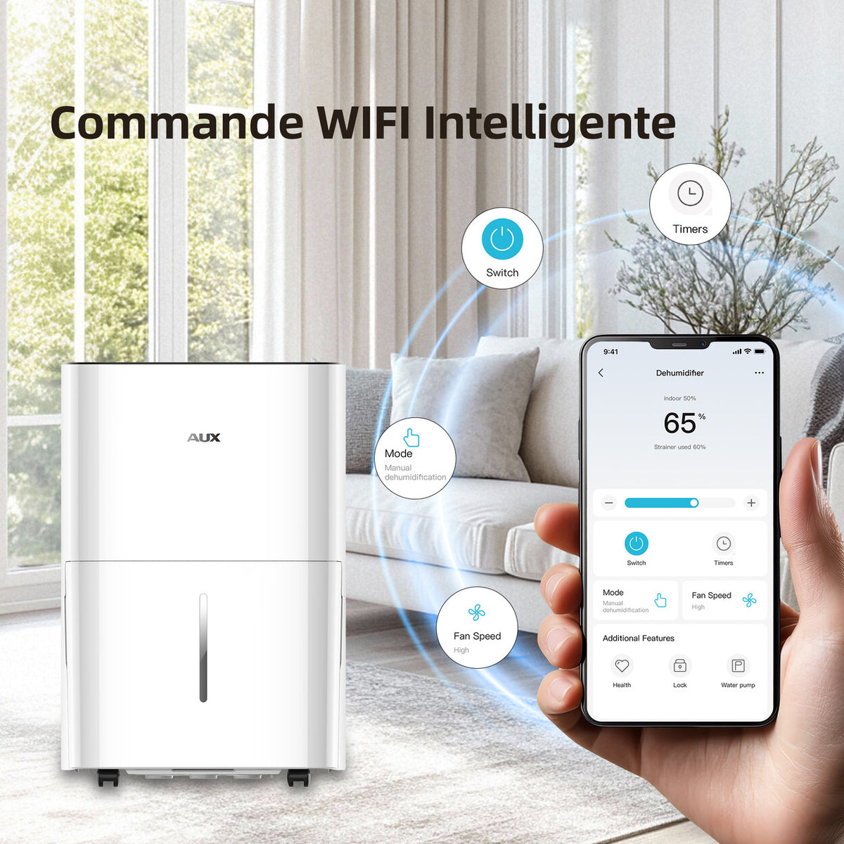 Déshumidificateur 20L/jour connecté Wi-Fi — vue 4