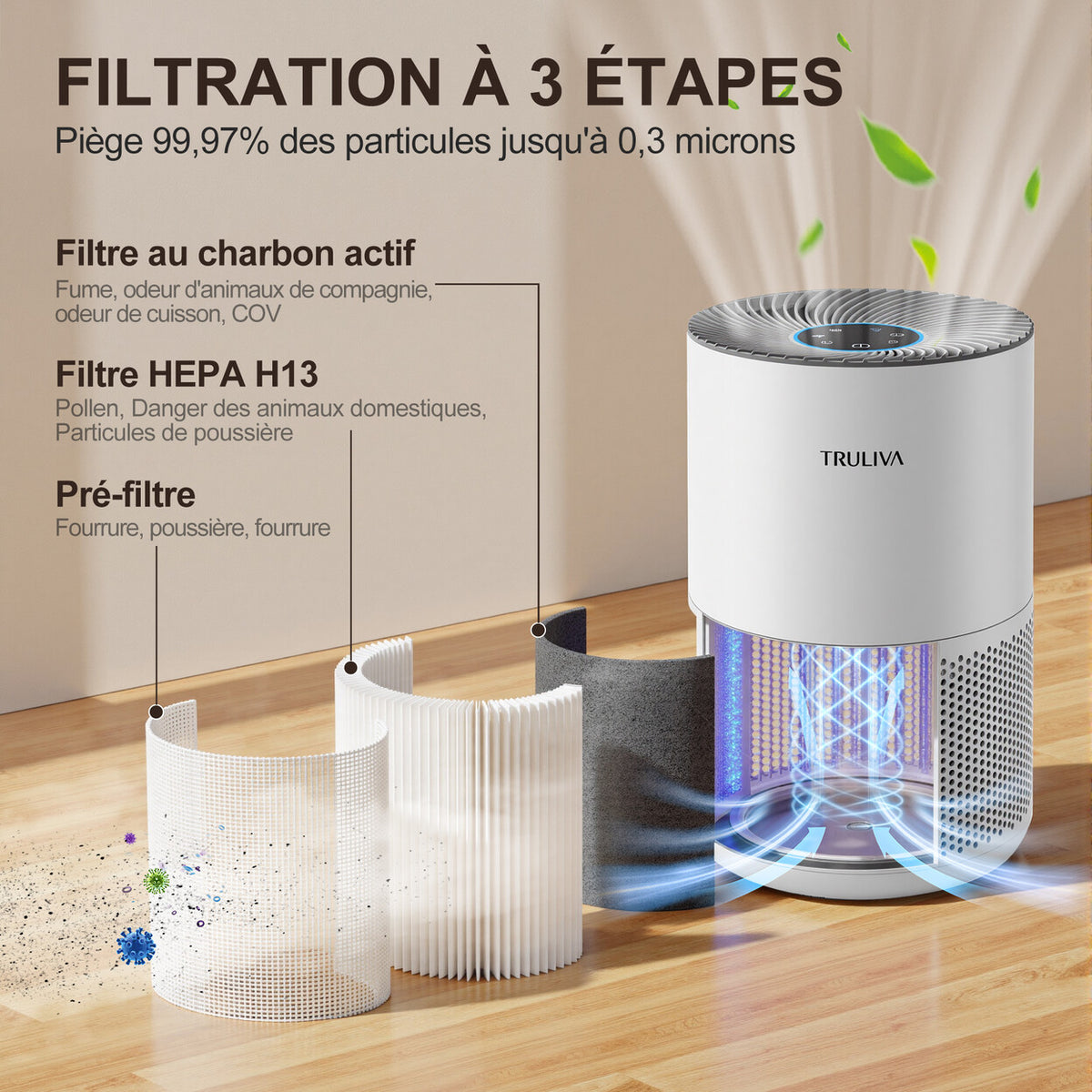 Purificateur d'air HEPA 3 étages CADR 260 pour pièce jusqu'à 49 m² — vue 3