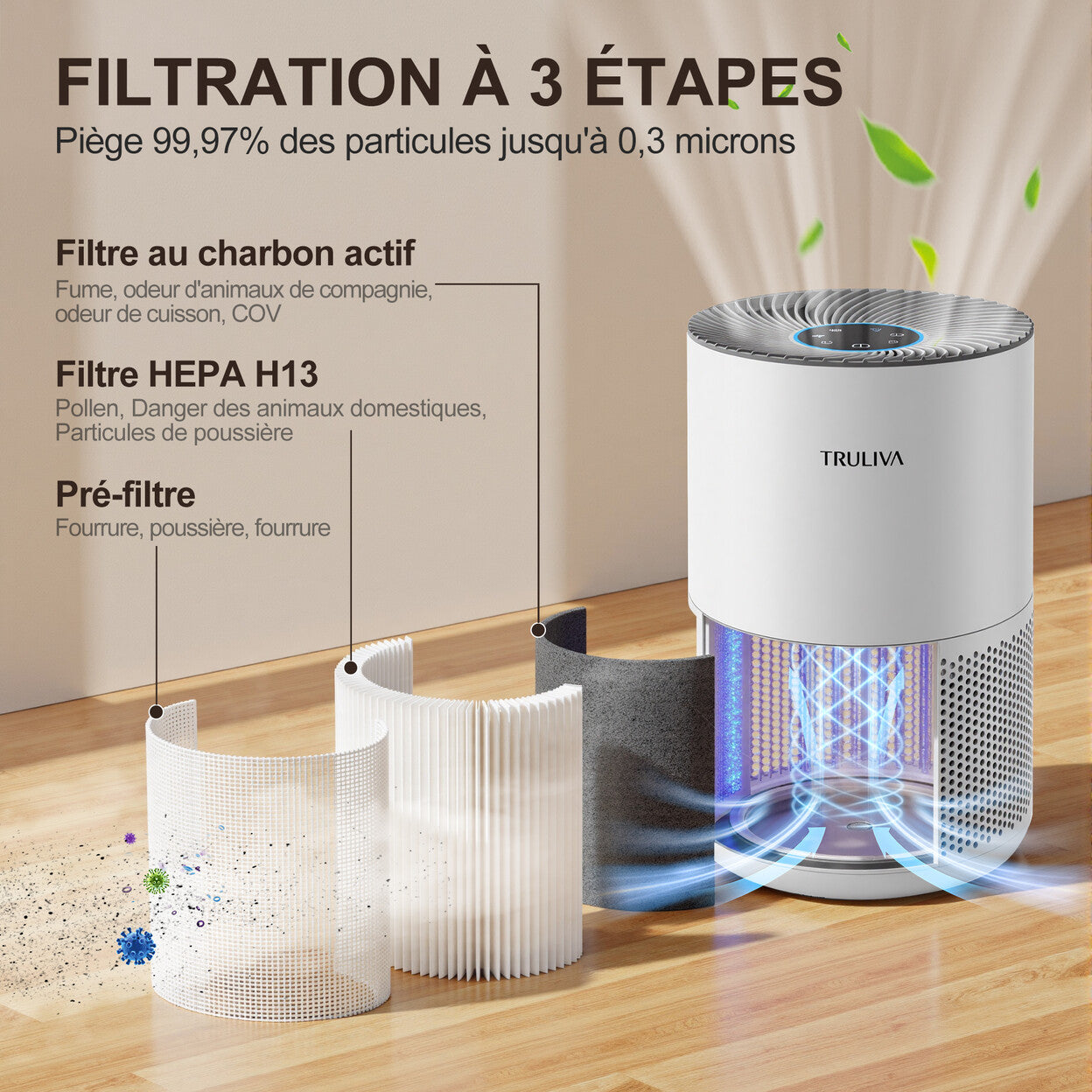 Purificateur d'air HEPA 3 étages CADR 260 pour pièce jusqu'à 49 m² — vue 3