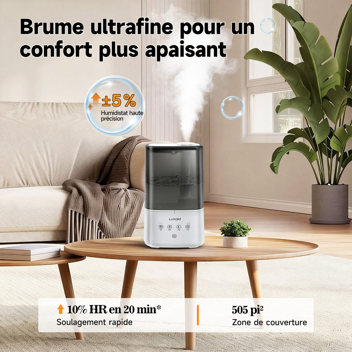Humidificateur 6L à brume chaude et froide avec minuterie — vue 3