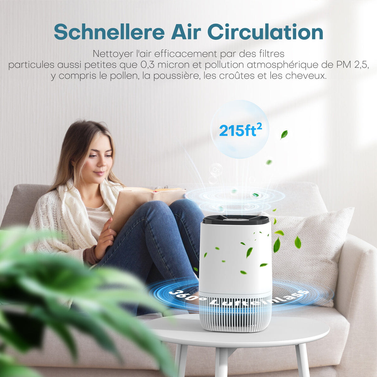 Purificateur d'air HEPA compact pour chambre jusqu'à 18 m² — vue 3