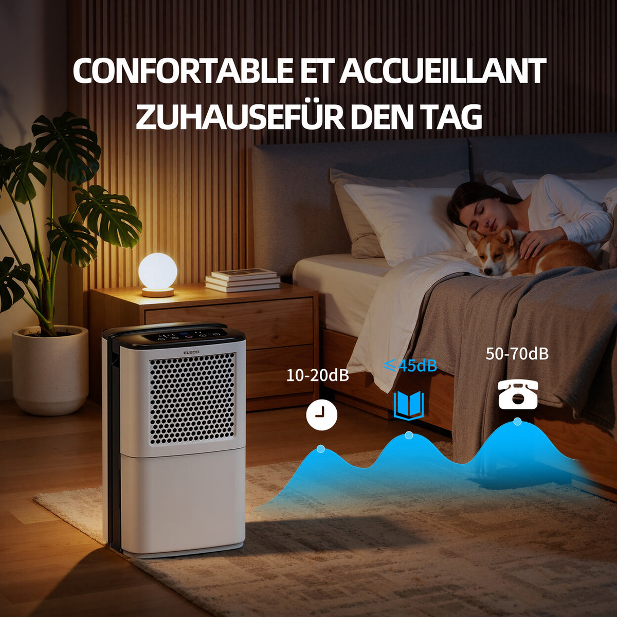 Déshumidificateur 12L/jour avec réservoir 3,8L et évacuation continue — vue 6