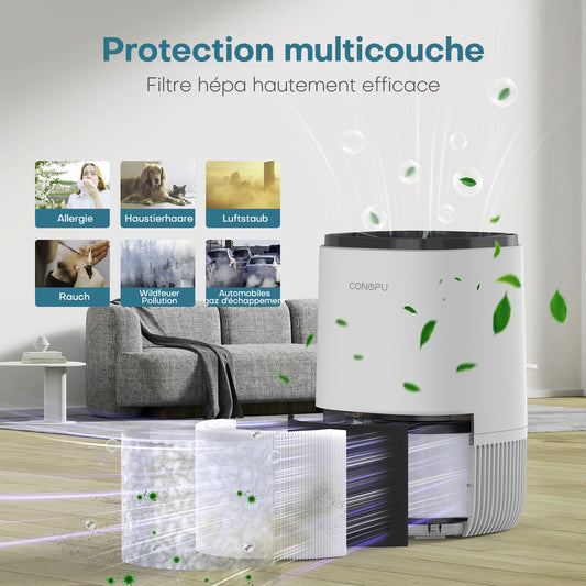 Purificateur d'air HEPA compact pour chambre jusqu'à 18 m² — vue 2