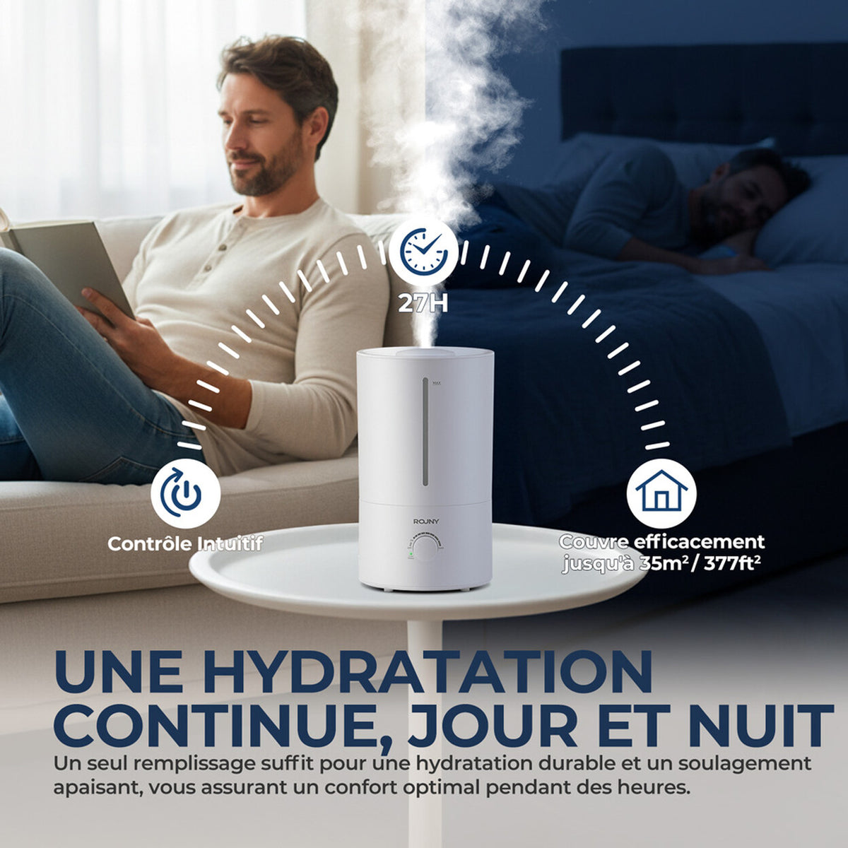 Humidificateur d'air ultrasonique 4L pour chambre — vue 3
