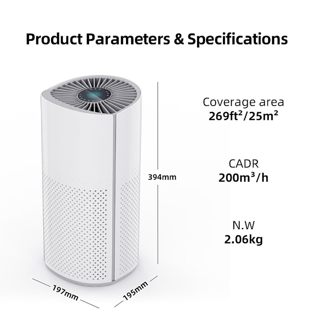 Purificateur d'air HEPA connecté CADR 200 pour pièce jusqu'à 34 m² — vue 6