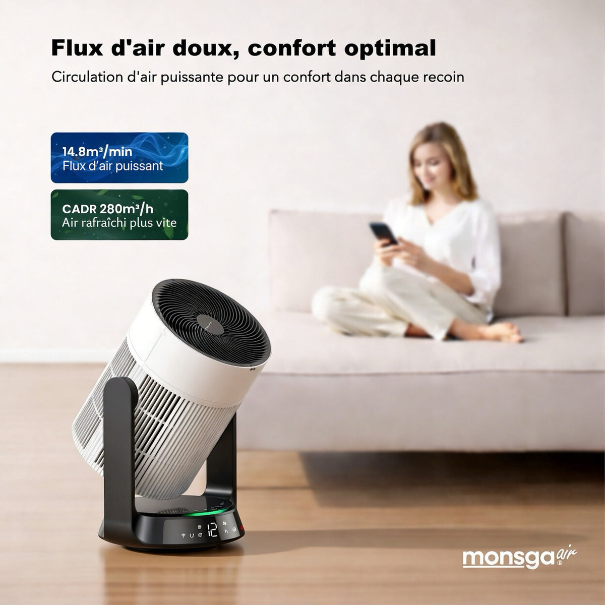 Ventilateur sur pied 2-en-1 avec purificateur d'air HEPA — vue 5