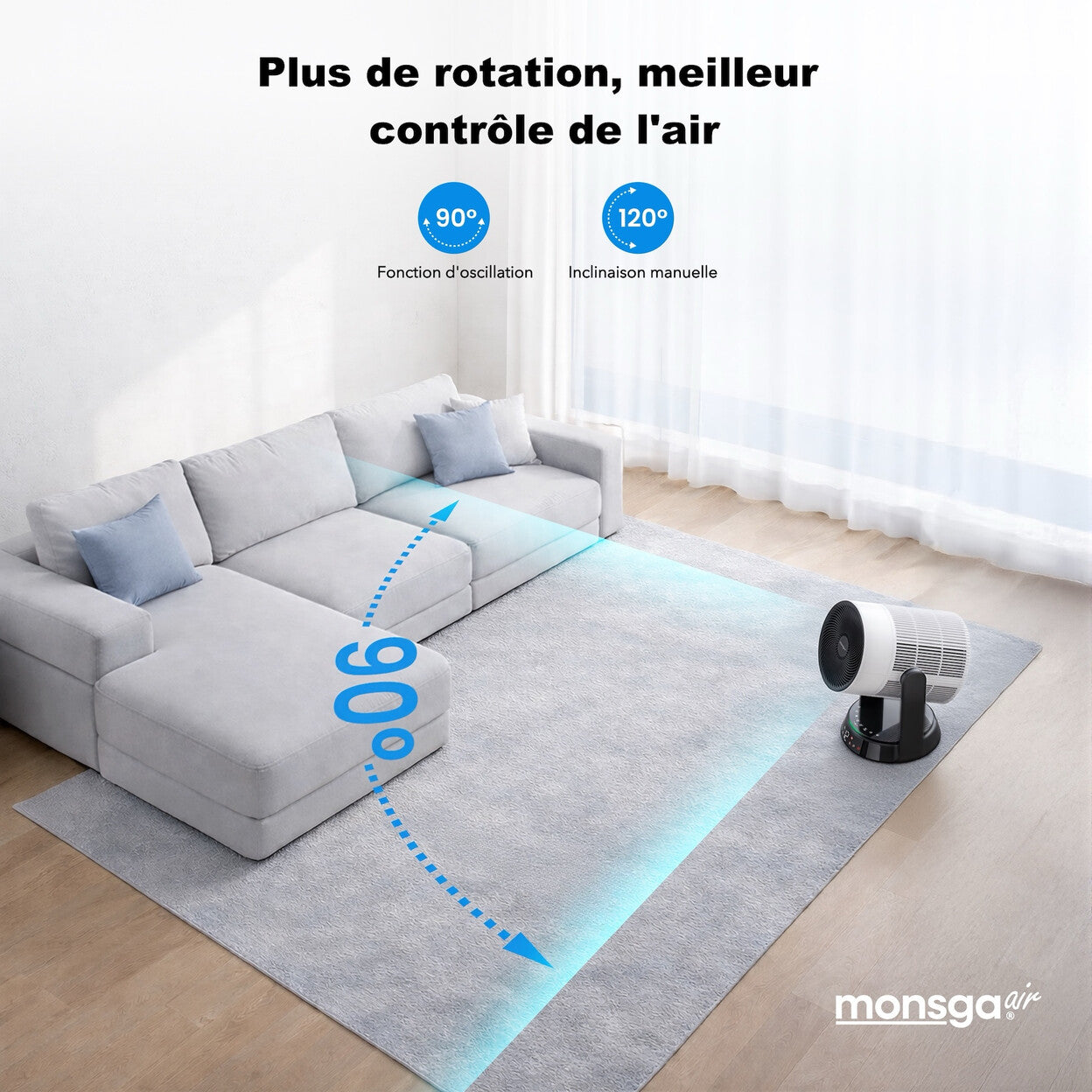 Ventilateur sur pied 2-en-1 avec purificateur d'air HEPA — vue 8