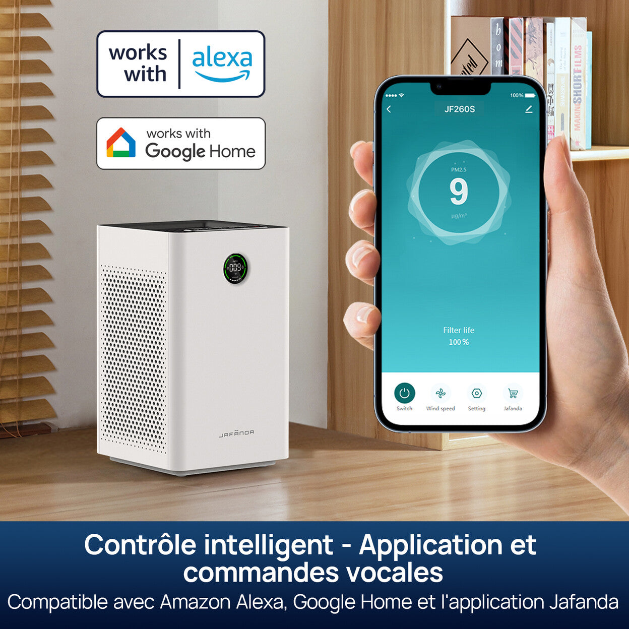 Purificateur d'air HEPA H13 connecté Wi-Fi pour grande pièce — vue 2