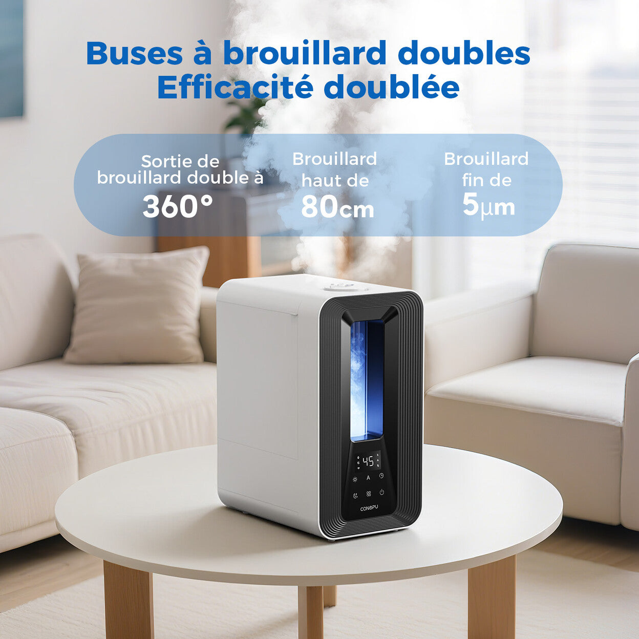 Humidificateur 5L à double buse 360° avec contrôle automatique — vue 3
