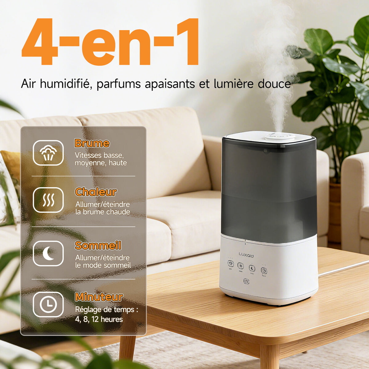 Humidificateur 6L à brume chaude et froide avec minuterie — vue 4