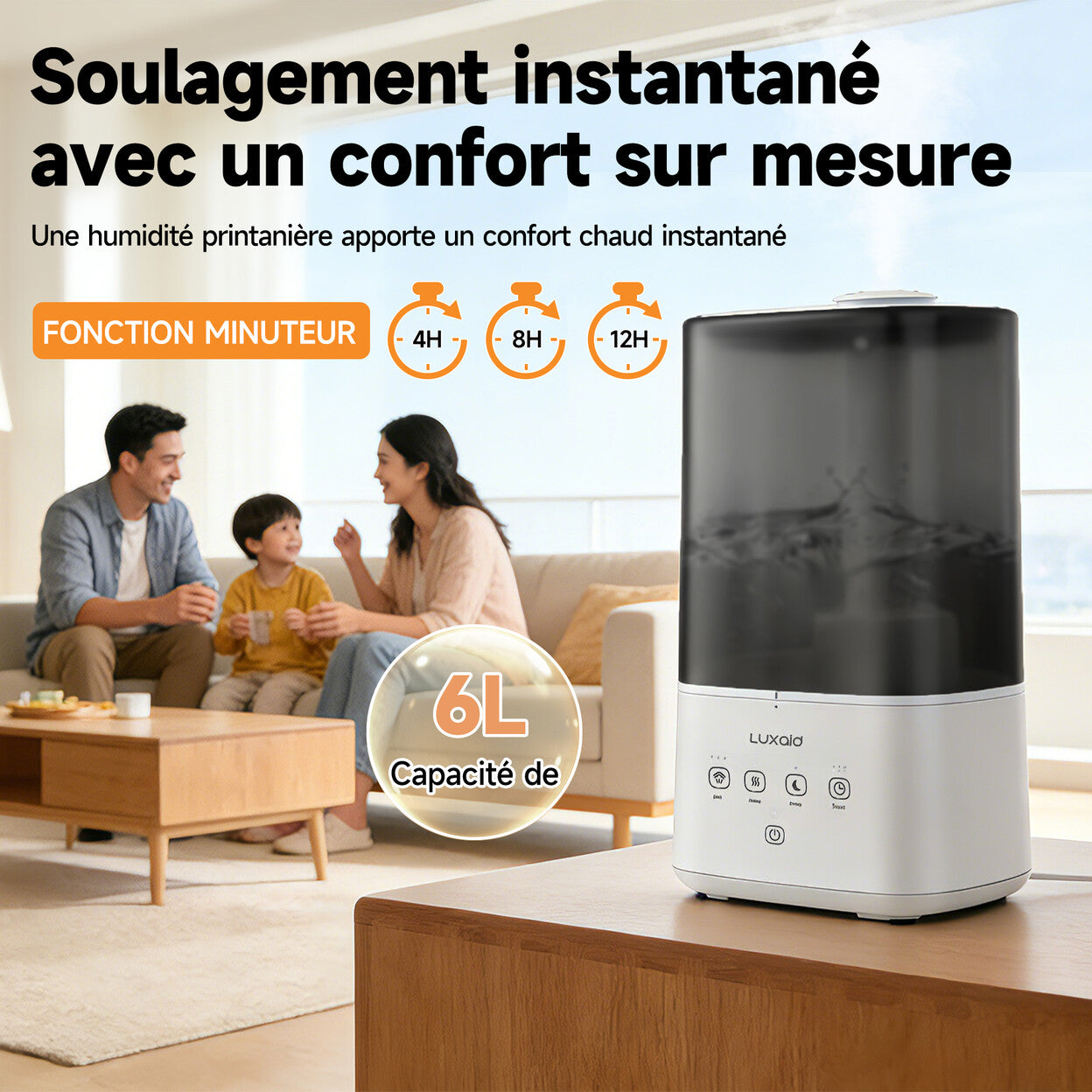Humidificateur 6L à brume chaude et froide avec minuterie — vue 2